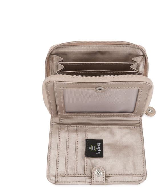 Kipling Money Love Mellem Pung med RFID-beskyttelse, Lynlåslukning og Flere Kortpladser til Kvinder, Metallic Glow