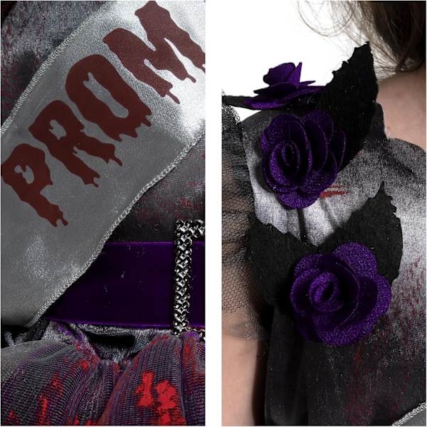 Spittacular Creations Lasten Tyttöjen Tumma Prom Queen -asu, Goth Prom Queen -asu Lapsille, Tytöille, Halloween L lila X-Large (12-14 yrs)