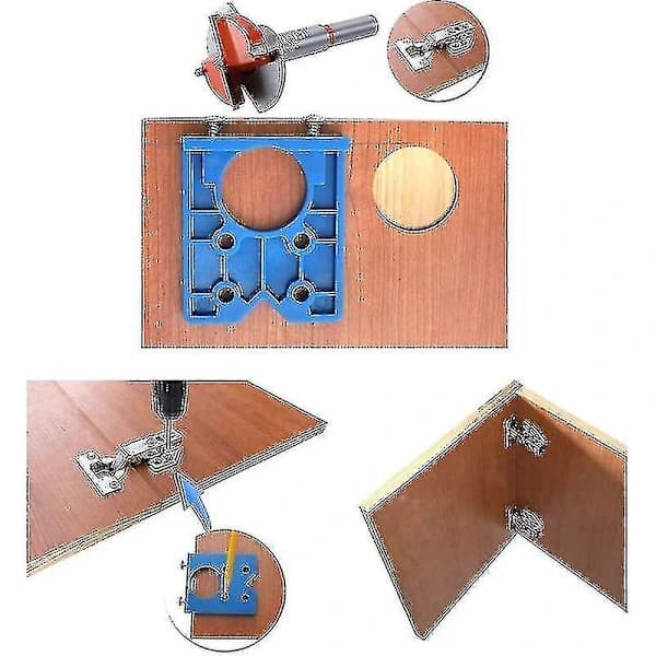 35mm Hinge Drilling Jig Drill Set Concealed Hinge Drill Guide Locator Tool for Cabinet Hinges and Mounting Plates, for Woodworking