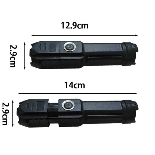 IC Teleskooppinen zoom-taskulamppu USB-lataus kompakti kannettava