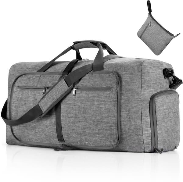 Sammenfoldelig Rejsetaske 65L Med Skorum Rivefast Polyester Til Fitness Weekendture Og Håndbagage Grå