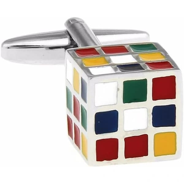 3D Rubiks Terning Manchetknapper | Unikke Skjortemanchetknapper | Til Mænd & Børn | Gaver til Bryllupper, Konfirmationer, Dåb & Begivenheder