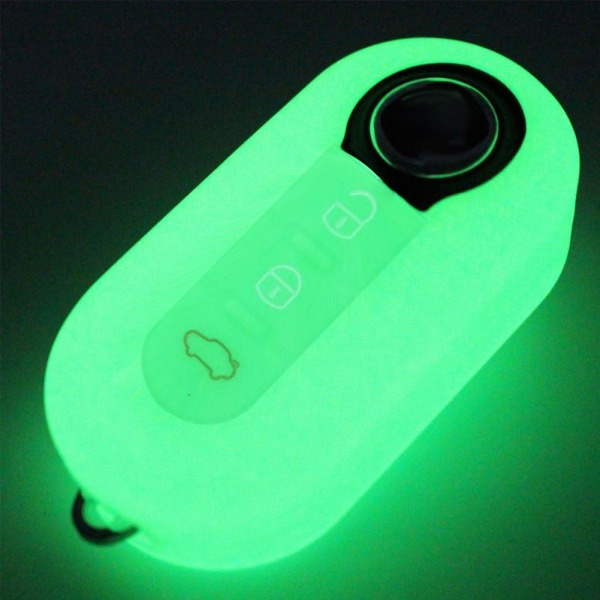 Lysegrønt cover til Fiat 500 3-knaps nøgleetui Beskyttelse Glow in The Dark IC
