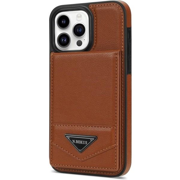 IC Puhelimen Kotelo Yhteensopiva iPhone 15 Pro Max:n kanssa Korttipaikka Puhelimen Kotelo Nahka Puhelimen Kotelo Telakointityyppi Puhelimen Kotelo Ruskea