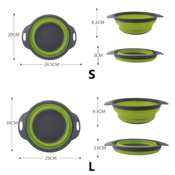 IC Röd (L) Hopfällbar silikonsil, hopfällbar sil, Köksfruktkorg, Hopfällbart set för hemmakök