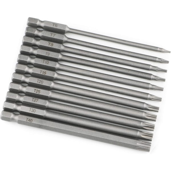 IC Sæt med 11 ekstra lange (100 mm) og magnetiske sekskantede Torx-bits - Elektrisk skruetrækker