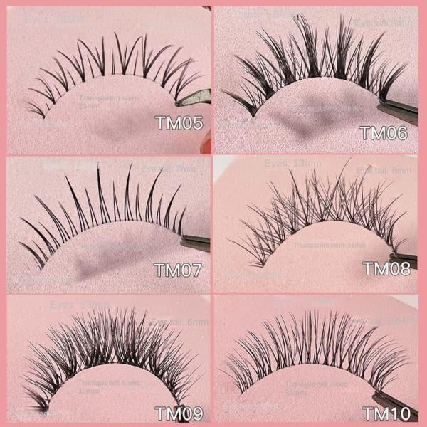 10 par Manga Lashes Falske øyenvipper TM10 TM10 TM10 TM10
