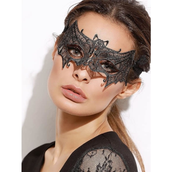 IC Sort Halloweenmaske, Halloween øjenmaske Maske til kvinder Maske til maskebal Flagermusblonde 1 stk