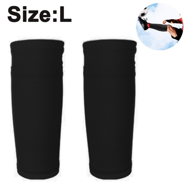 IC 1 pari Jalkapallo Shin Guard Suojastin Sukkia, Jalkapallo Kompressio Varsi Suojat Taskulla Shin Guard - Musta - L