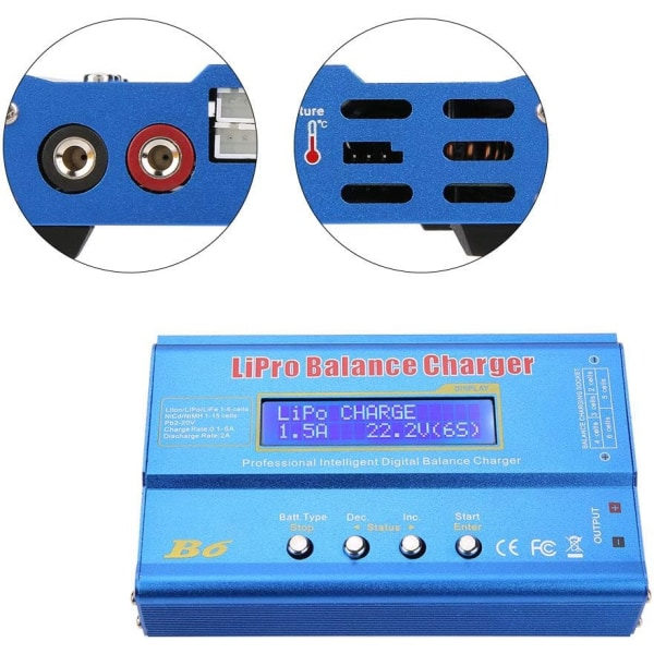IC RC-batterilader, afbalanceret batterilader med strålende metalskal, egnet