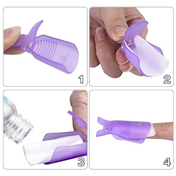 IC Soak Off Nagelklámmor Remover Wrap Nail Tool, 10 st (lila)