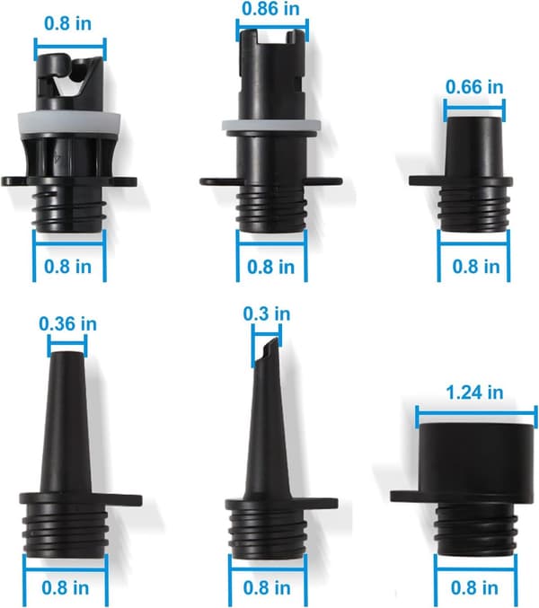 SUP-pumpun sovitinsarja, 1 ilmaletku + 6 suutinta, irrotettava SUP-pumpun liitin