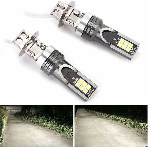 2 stk. LED-frontlyspære, 2525 12LED bil frontlys erstatning for H3 frontlyspære DC12V-24V hvit 6500K-7500K