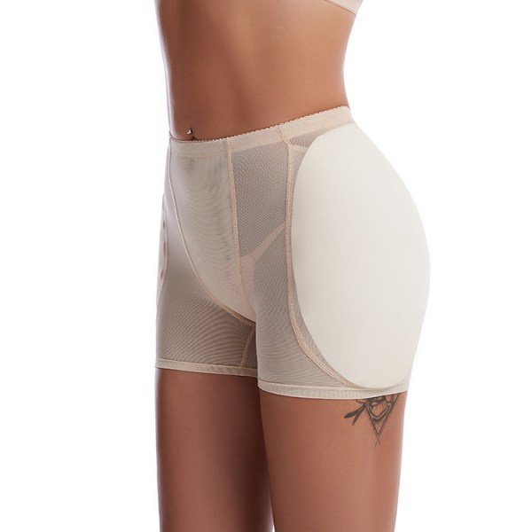 IC Kvinnors Butt Lifter Shapewear Höftkuddar Enhancer Trosor Shaper Boyshort Beige M