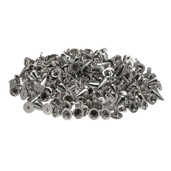 100 st koniska skruvnitdubbar i legering för läderhantverk, väskor, bälten, skor, punkkläder, silver 10 mm