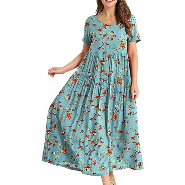 IC Naisten Rento Boheemi Kukallinen Mekko Taskuilla Lyhythihainen Kesä Ranta Swing Mekko