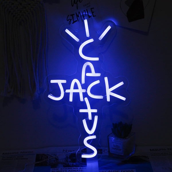 IC Cactus Jack Neonljusskylt Gröna Ord Neonljusskylt Väggkonst Neonljus För Rap Pratar West Coast Light Up Hängskylt för Sovrum Hem Bar Pub Fest