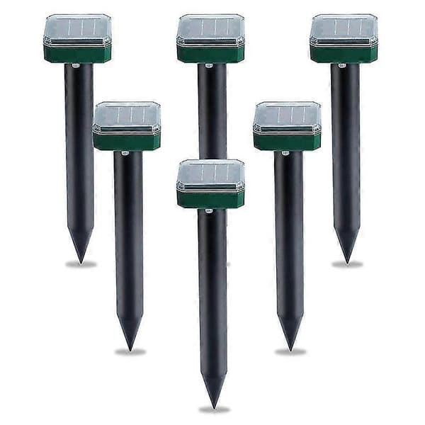 6 Pcs Solar Powered Snake Repeller for Outdoor Use, Ultrasonic Snake Repeller, Solar Powered Snake Repeller F green  black