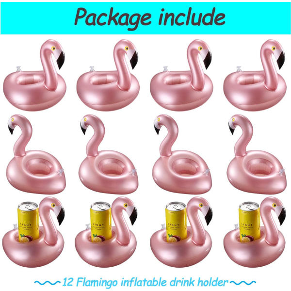 IC 12 stk oppustelige drikkeholdere Flamingo drikke flyder Genanvendelige oppustelige søde dyre kopunderlag Pool kopholder til sommerens svømmefest