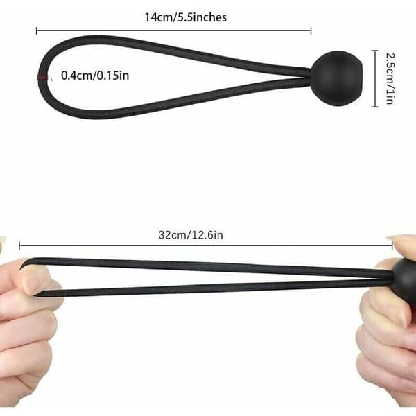 Elastiksnor 30 stk. 140 mm Sort Elastisk Reb til Presenning Pavillon Camping Telt Gardiner Forlængersele