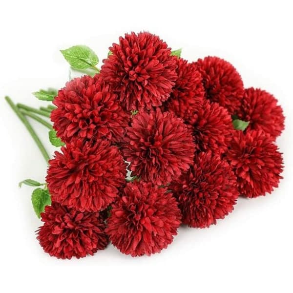 IC Kunstige Hortensia Blomster 12 stk Silke Krysantemum Kuler