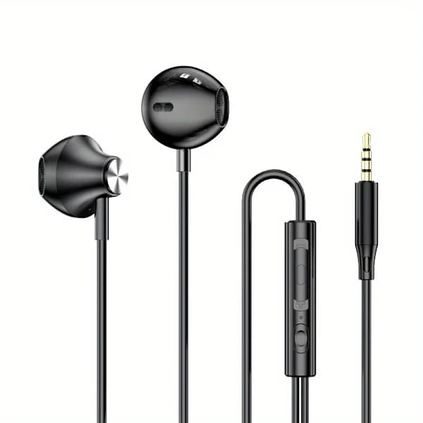 HiFi Wired In-Ear Headphones - Stereo, Volume Control, USB-C and 3.5mm Connection, Condenser Microphone Black Black