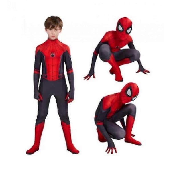 Børns Spider Hero Cosplay Kostume Heldragt Med Maske Polyester til Halloween Rollespil Rød 110CM RED 110CM
