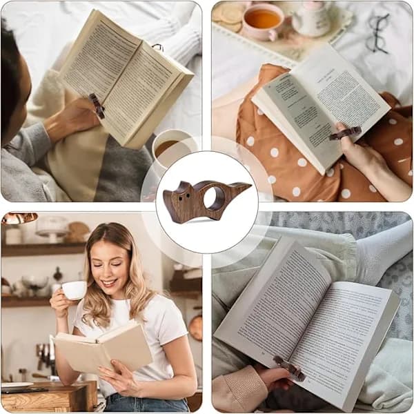 Cat Book Page Holder, Smooth Walnut Reading Bookshelf Thumb Holder, Book Page Divider, Reading Accessories, Gift for Book Lovers