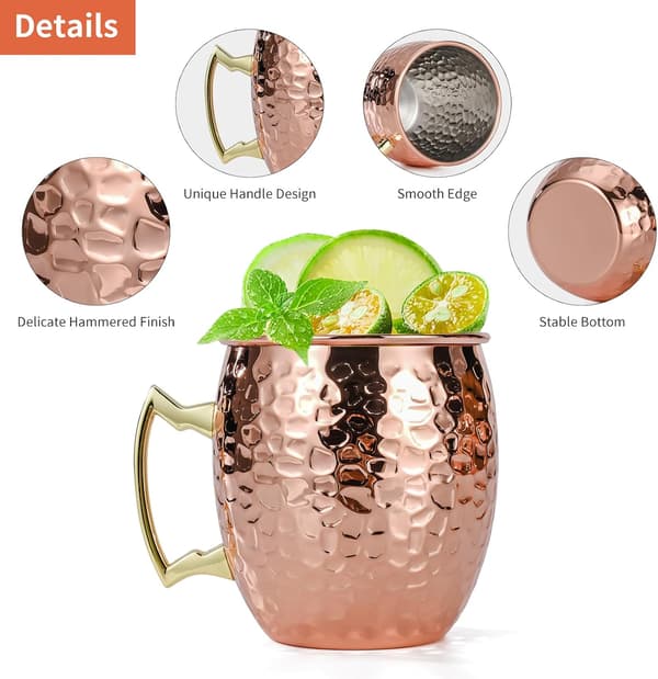 Moscow Mule krussæt - 4 dele - 500 ml - hamret kobberlook