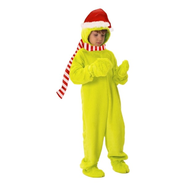5 delar Grön Monster Juldräkt Sleeper Pyjamas Hood unionsdräkt för barn M