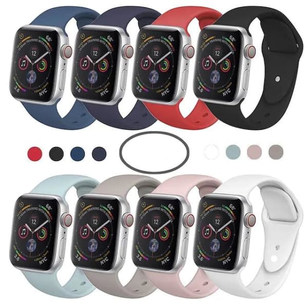 Premium Silikon Armbånd Apple Watch 42/44/45 mm Vælg Farve Vinrød