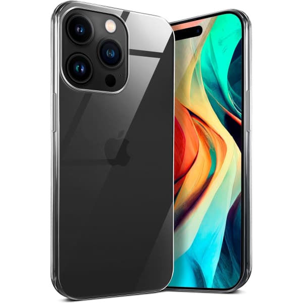 IC-fodral kompatibelt med Apple iPhone 15 Pro Max – silikonfodral, helt transparent, transparent mobiltelefonskydd