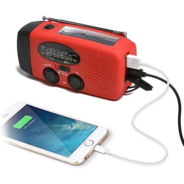 1 stk Vind-opp Radio Sol Håndsvev Dynamo Radio med LED-lommelykt Strøm 3xAAA 350mAh 3,6V Ni-MH for campingvandring i nødstilfeller og utendørsaktiviteter