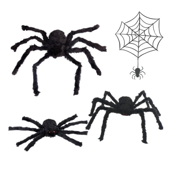 Stor Sort Plysch Spindel Halloween-festdekorationer 75cm