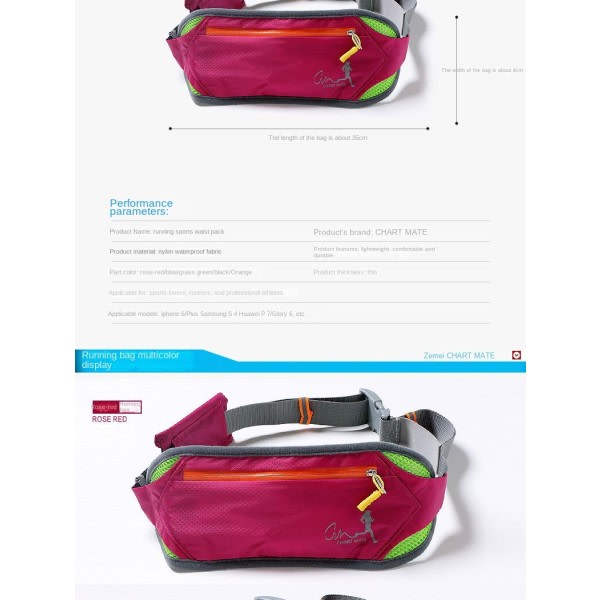 Fanny Pack Løpebelte Midjeväske Organizer Multifunksjonell Vanntett Tyverisikker Grass Green Mindre enn 7 tommer