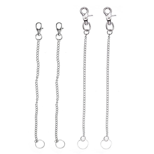 4st metalllegering säkerhetskedja nyckel metallring Lång kedja midja hängd nyckelring för män Silver IC