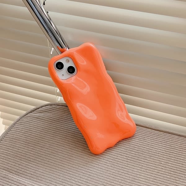 IC Orange iPhone-etui, Kompatibel med iPhone 13Pro Max, Moderigtigt Sød 3D-etui i Ensfarvet Meteorform, Stødsikker Blød TPU-etui til Piger, Kvinder