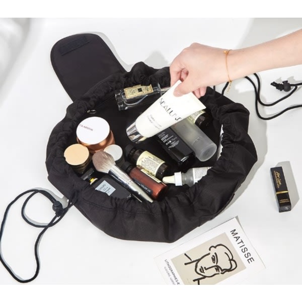 Bärbar reskosmetisk väska Stor kapacitet Lazy Makeup Dragsko Design Toalettväska Perfekt