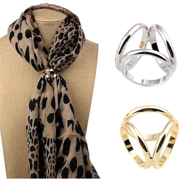 2st Dammode Tre Ringar Scarf Ring Scarf Spänne Siden