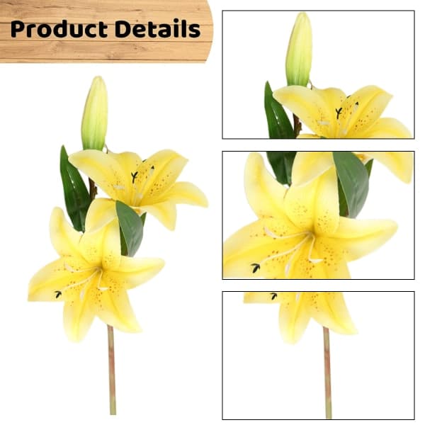 IC Pakke med 6 kunstige liljer, kunstige plastblomster, gul