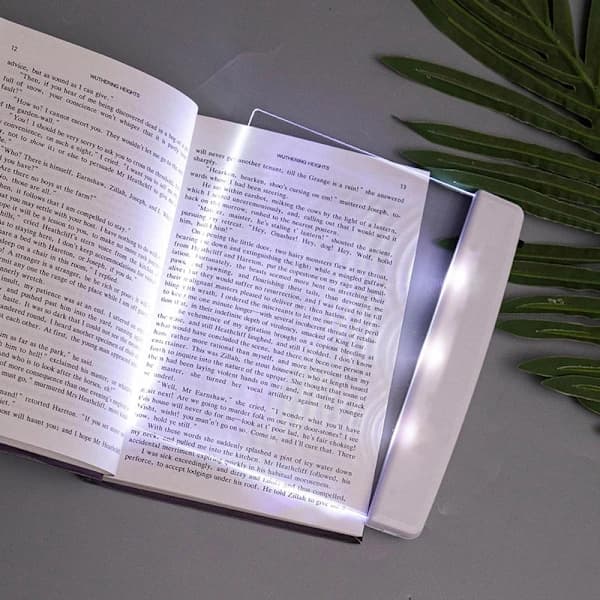 LED Boklys Full Side Leselampe med Klart Panel og Varmt Jevnt Lys for Nattlesing Trådløs Hvit White