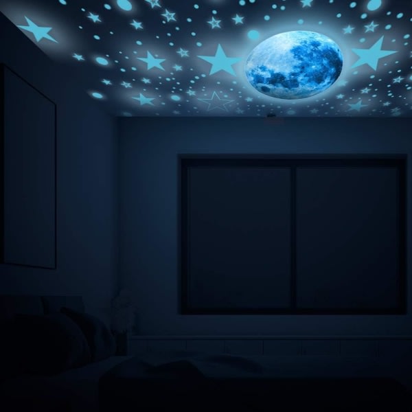 IC Glow In The Dark Stjärnor för tak, Glow In The Dark Stjärnor och Måne Väggdekaler, Takstjärnor Glow In The Dark Barnvägg