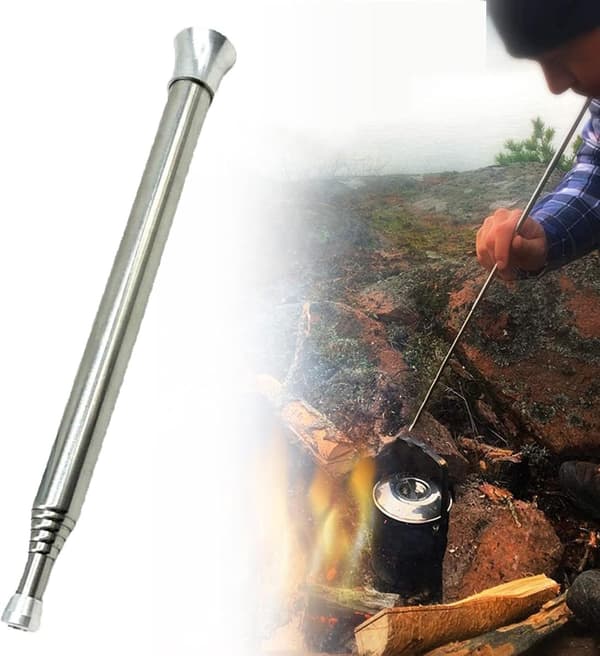 Blæserør - bærbar ildbælg - rustfrit stål - camping