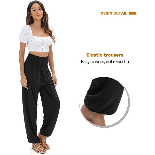 IC 2 osaa Haremihousut naisille, Yoga Boho housut korkea vyötäröllä ja taskuilla