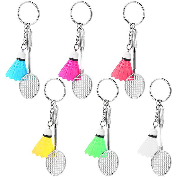 6 st Badmintonhänge Nyckelringer Härliga eativa legeringsnyckelringer (sortert farge) Blandet farge11,4X2 Assorted Color 11,4X2,7CM IC
