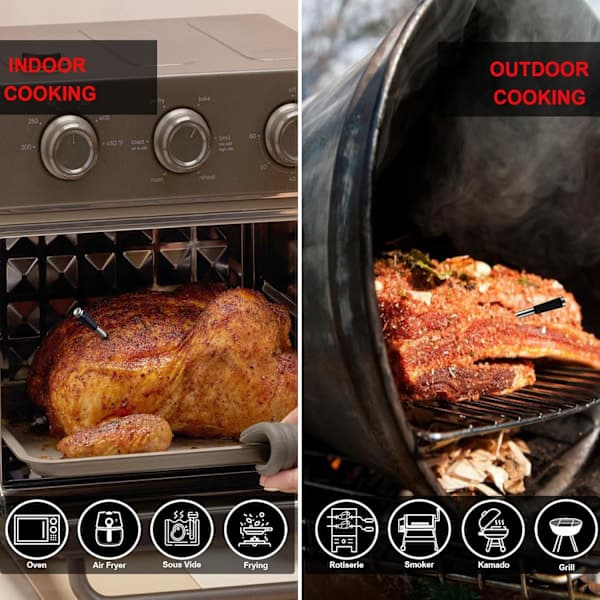 Trådløst smart kjøtttermometer med app Bluetooth IP67 vanntett rustfri stålsensor for grill, røyker, ovn, rotisserie, enkel sensor