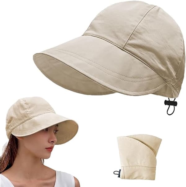 Dame Solhatt - Sammenleggbar Strandhatt med Bred Brem - Sommer & Utendørs - Beige - Hodeomkrets 56-58cm