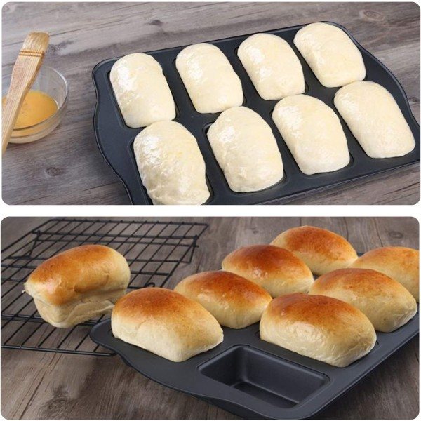 IG Mini brødform, 8-roms non-stick muffinsform, karbonstål