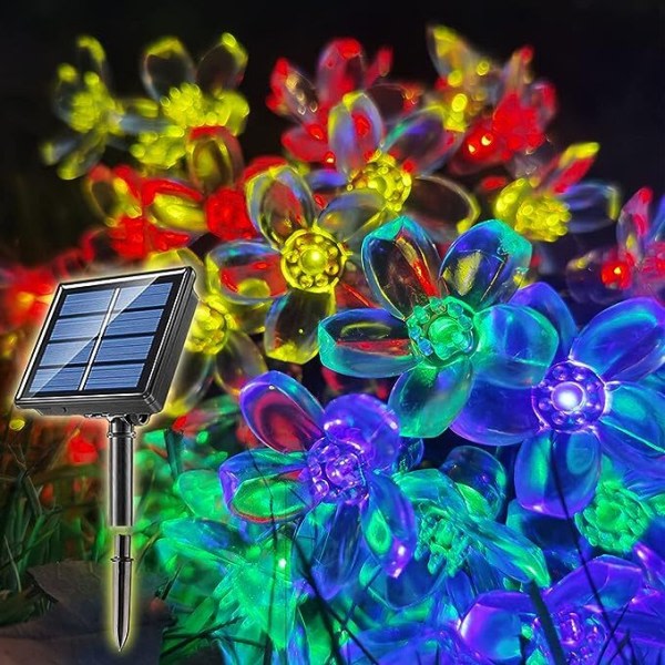 Solar String Flower Lights Utomhus vattentäta Lights Halloween Holiday Dekoration Belysning Colorful