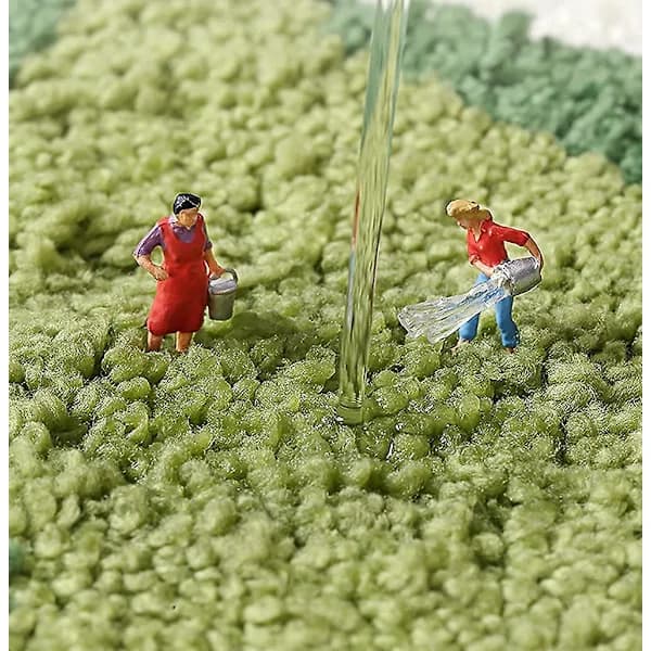 Non-Slip Bathroom Mat, Green Leaf Patterned Bathroom Mat Super Soft and Water Absorbent